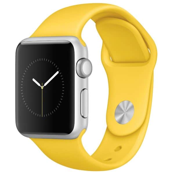 ساعت هوشمند اپل واچ مدل 38mm Aluminium Case With Yellow Sport Silicone Band