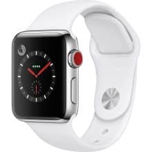 ساعت هوشمند اپل واچ سری 3 سلولار مدل 38mm Stainless Steel Case with Soft White Sport Silicon Band