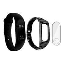 مچ بند هوشمند شیائومی مدل Mi Band 2 به همراه بند فلزی Metal و به همراه گلس