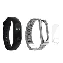 مچ بند هوشمند شیائومی مدل Mi Band 2 به همراه بند فلزی Metal و گلس کد 02