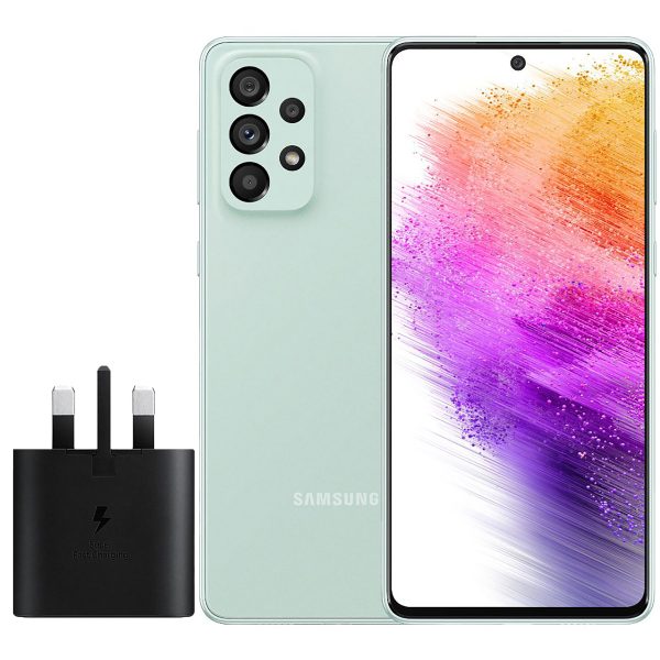 گوشی موبایل سامسونگ مدل Galaxy A73 5G دو سیم کارت ظرفیت 128 گیگابایت و رم 8 گیگابایت به همراه شارژر سامسونگ