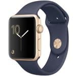 ساعت هوشمند اپل واچ سری 2 مدل 42mm Gold Aluminum Case with Midnight Blue Sport Silicon Band