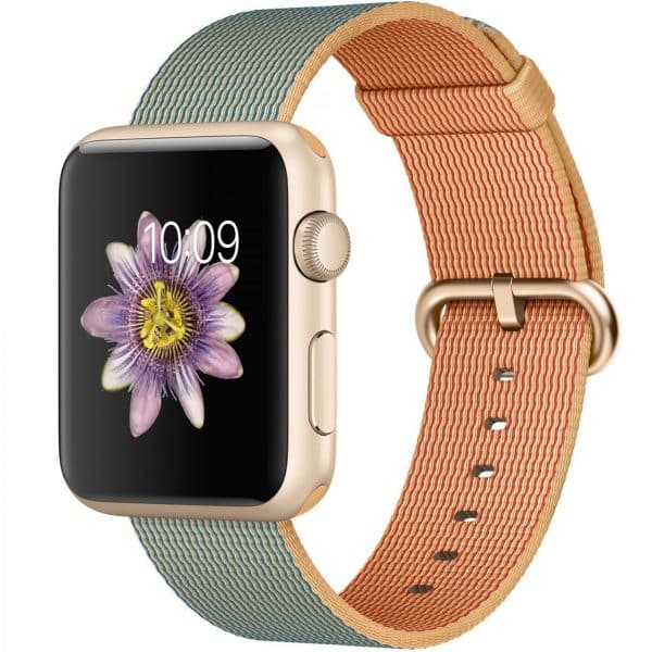 ساعت هوشمند اپل واچ مدل 42mm Aluminum Case With Gold Royal Blue Woven Nylon Band