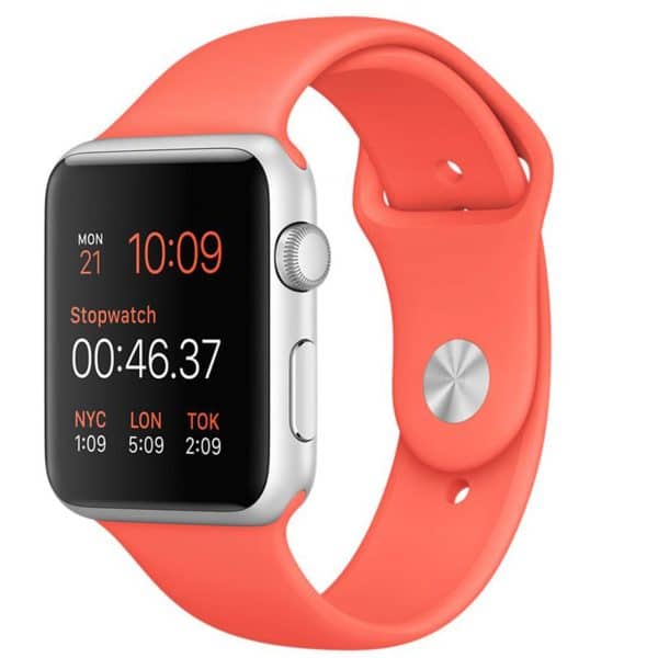 ساعت هوشمند اپل واچ مدل 42mm Aluminium Case With Orange Sport Silicon Band