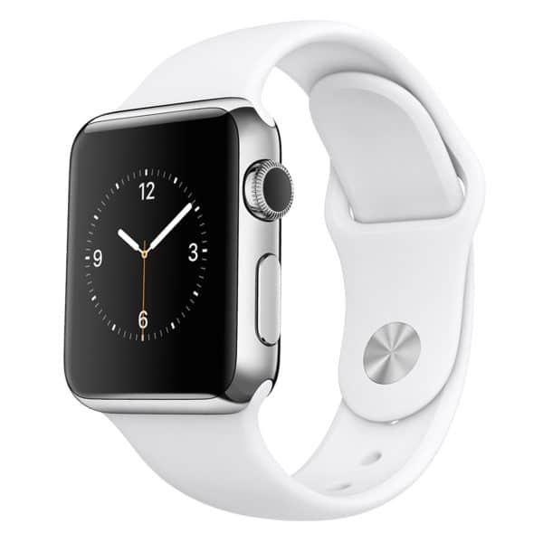 ساعت هوشمند اپل واچ مدل 38mm Stainless Steel Case with White Sport Band