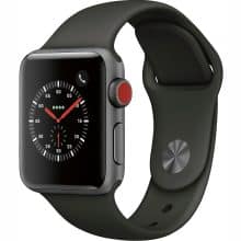 ساعت هوشمند اپل واچ سری 3 سلولار مدل 38mm Stainless Steel Case with Black Sport Silicon Band