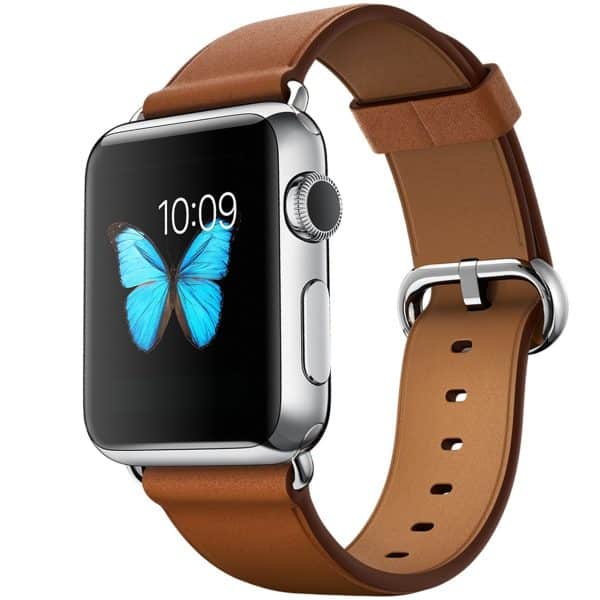 ساعت هوشمند اپل واچ مدل 42mm Stainless Steel Case with Saddle Brown Classic Buckle