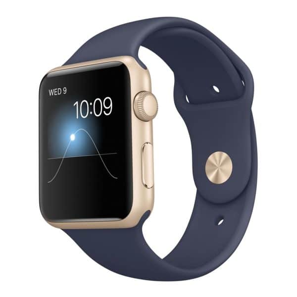 ساعت هوشمند اپل واچ سری 1 مدل 42mm Gold Aluminum Case with Midnight Blue Sport Band