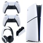 کنسول بازی سونی PlayStation 5 Slim Digital Edition ظرفیت یک ترابایت همراه با یک دسته اضافه و پایه شارژر و هدست سونی Pulse 3D